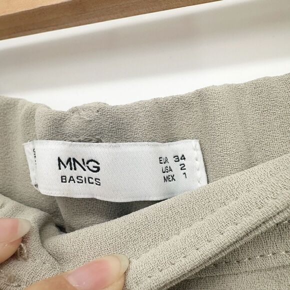 Mango MNG Basics High Rise Straight Trousers Taupe Grey Women's 2 - Picture 5 of 7